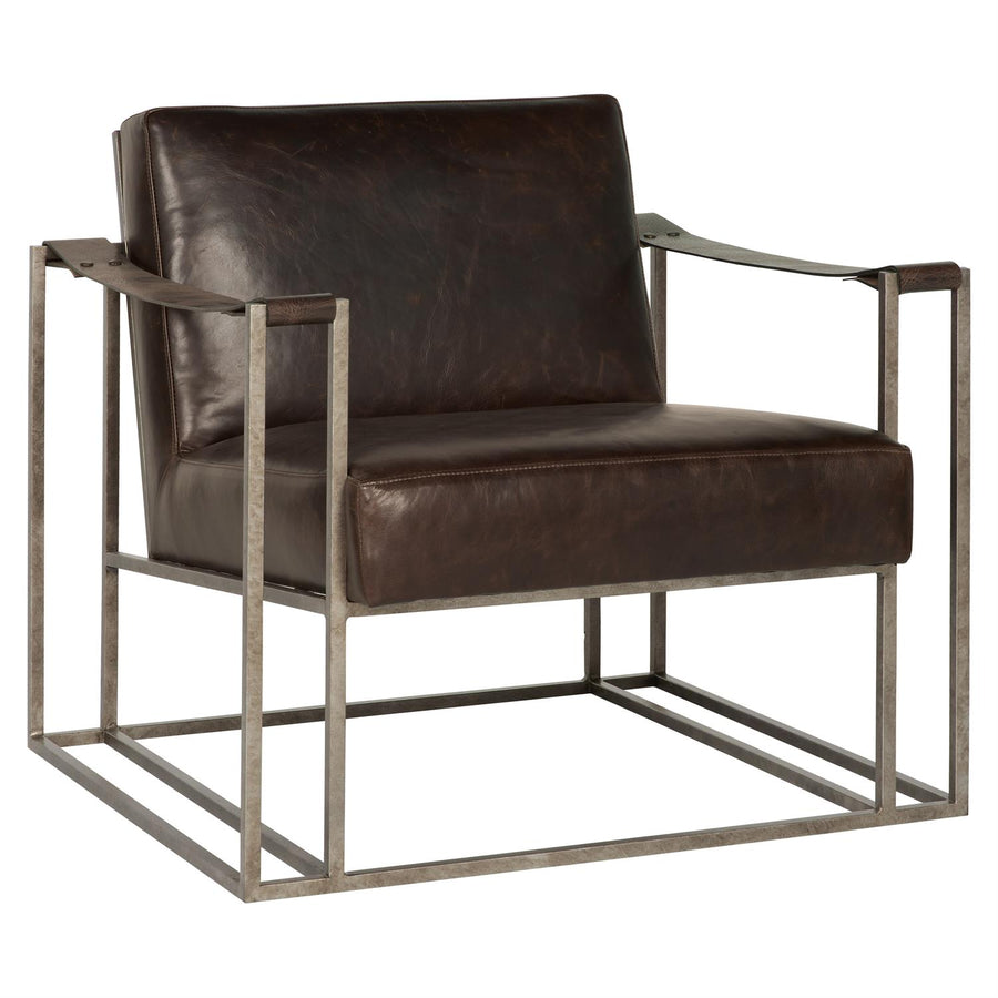 Dekker Leather Chair-Bernhardt-BHDT-3212L-Lounge ChairsRustic Stainless Steel Frame-1-France and Son