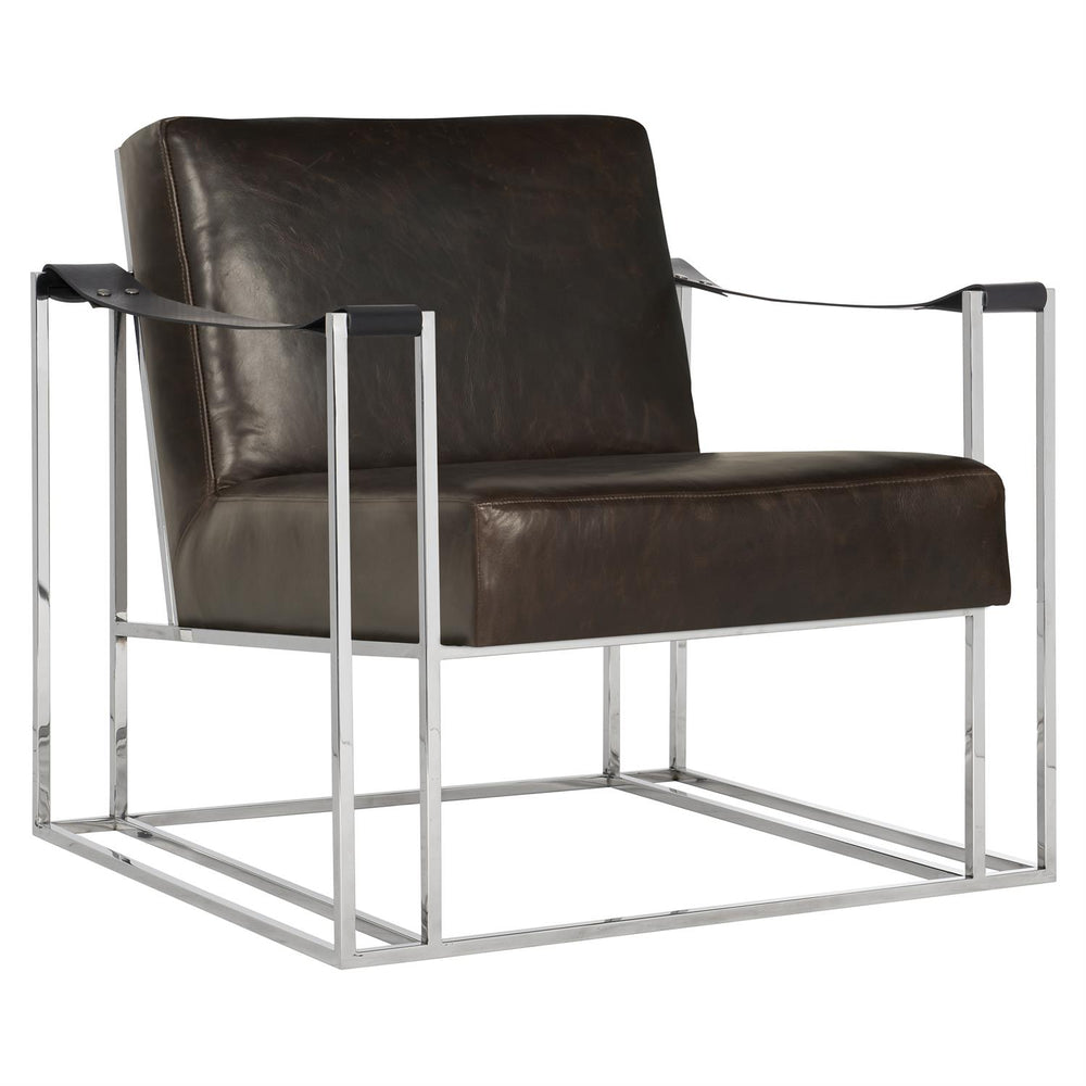 Dekker Leather Chair-Bernhardt-BHDT-3223L-Lounge ChairsPolished Stainless Steel Frame-2-France and Son