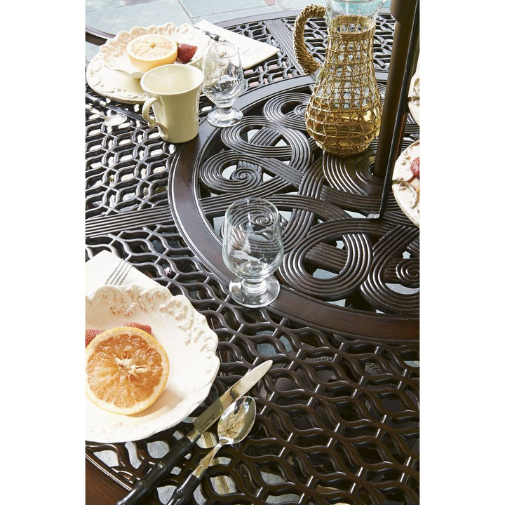 Outdoor Dining Tables Dining Table W/Cast Top - Dark Brown