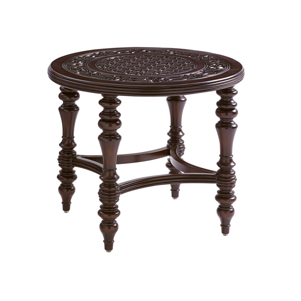 Outdoor Side Tables Round End Table - 0003 Dark Brown