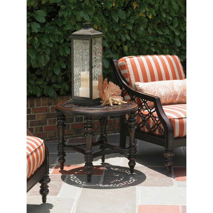 Outdoor Side Tables Round End Table - 0003 Dark Brown