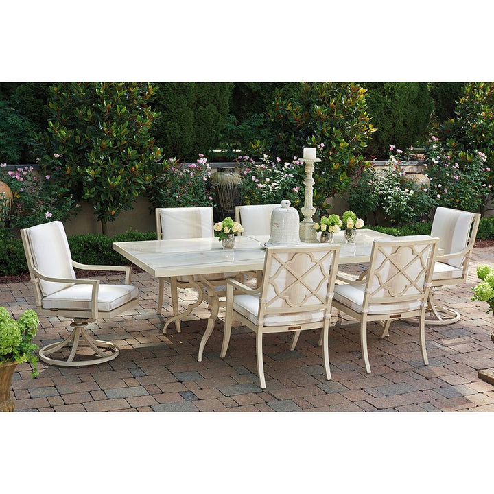 Outdoor Dining Tables Dining Table W/Porcelain Top - Antiqued White