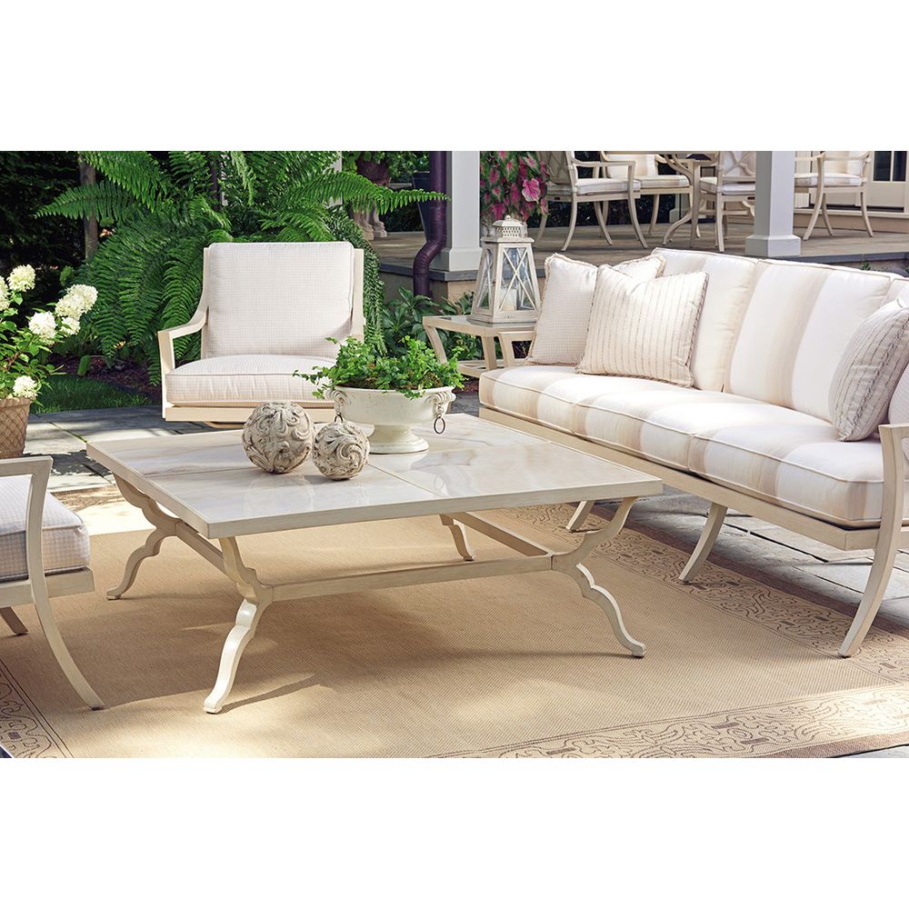 Outdoor Coffee Tables Square Cocktail Table - Antiqued White