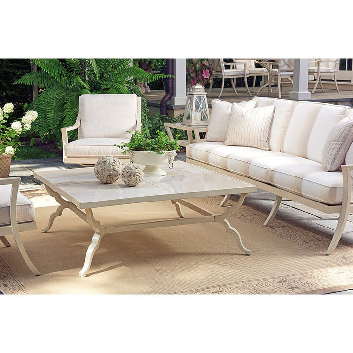 Outdoor Coffee Tables Square Cocktail Table - Antiqued White