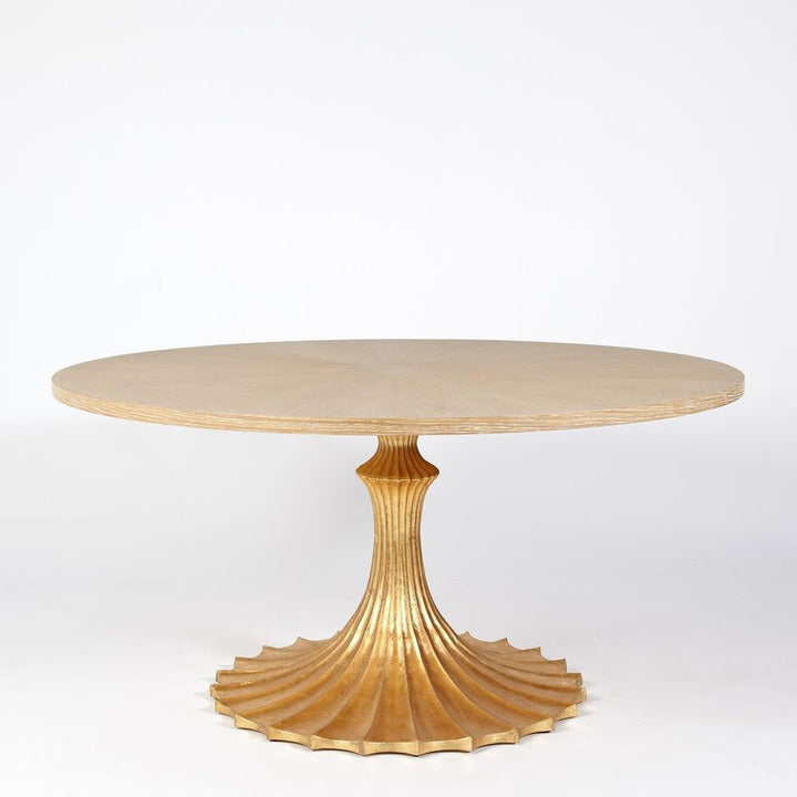 Dining Tables Flute Table 60 Cerused Oak Top w/34 Gold Leaf Base