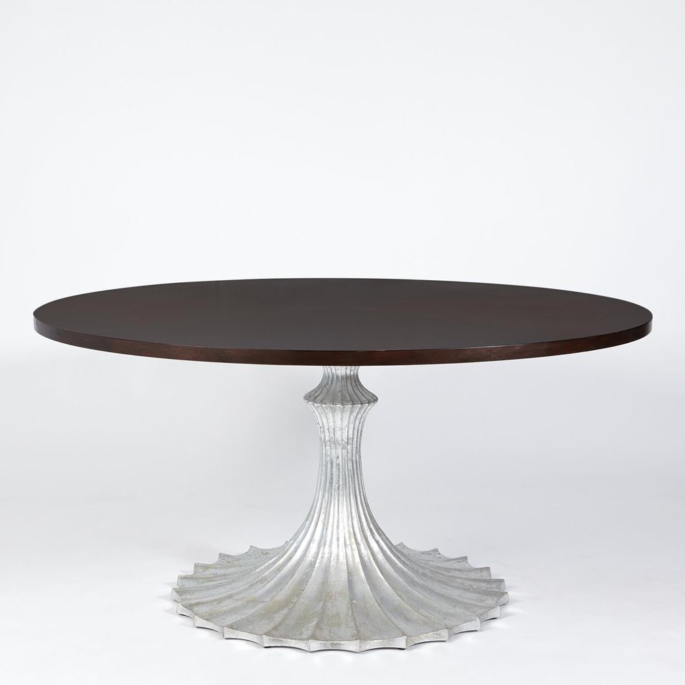 Dining Tables Flute Table 60 Walnut Top w/34 Silver Leaf Base