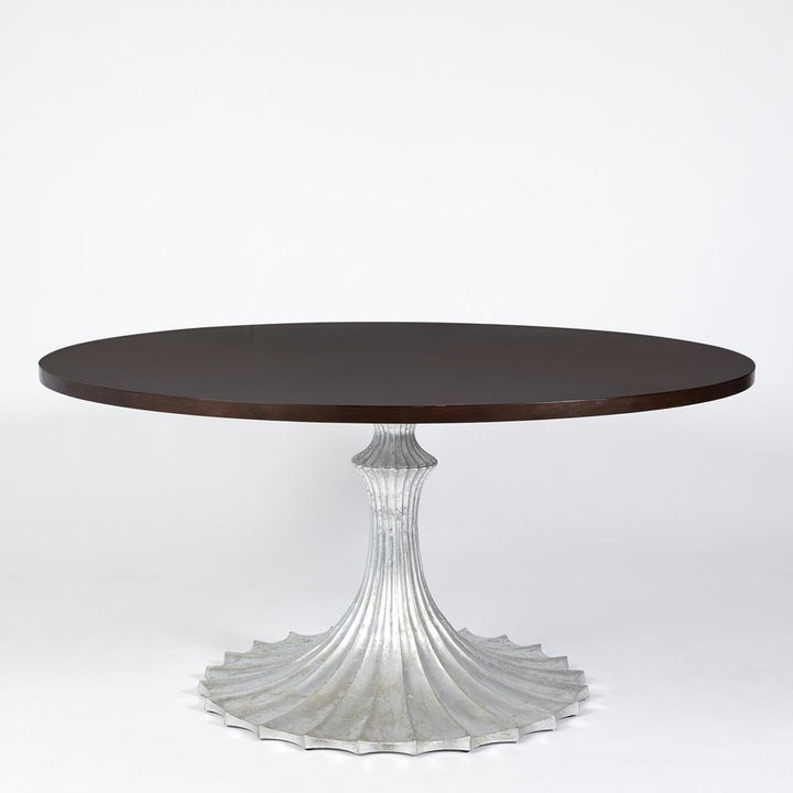 Dining Tables Flute Table 60 Walnut Top w/34 Silver Leaf Base