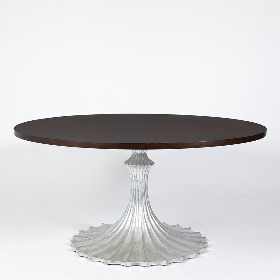 Dining Tables Flute Table 60 Walnut Top w/34 Silver Leaf Base