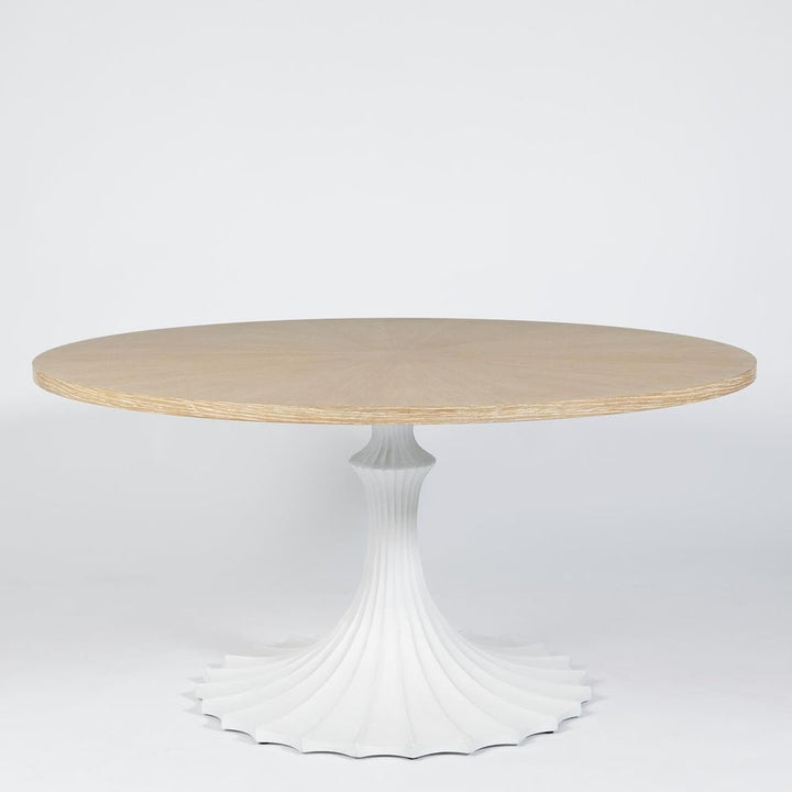 Dining Tables Flute Table 60 Cerused Oak Top w/34 White Base