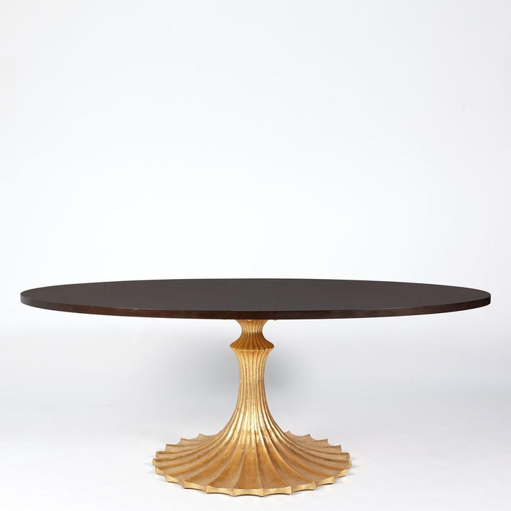Dining Tables Flute Table 78 Walnut Top w/34 Gold Leaf Base