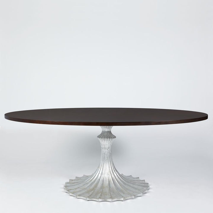 Dining Tables Flute Table 78 Walnut Top w/34 Silver Leaf Base