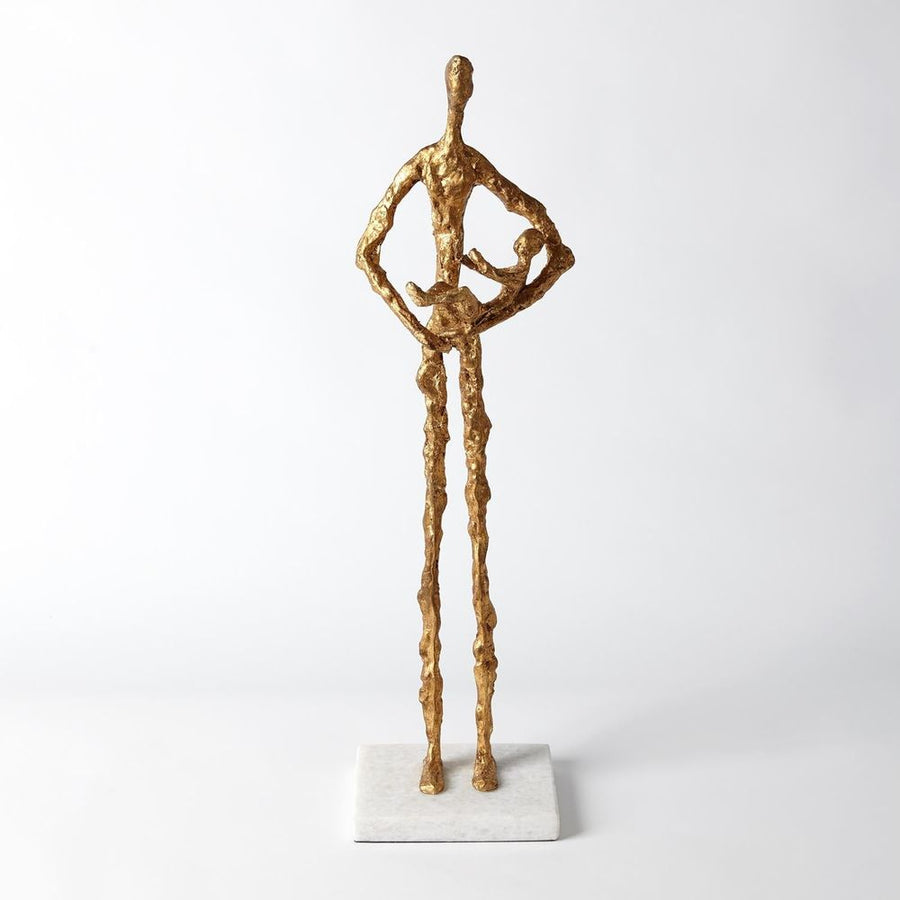 Decorative Objects Standing Mother Cradling Child Sculpture-Gold Leaf