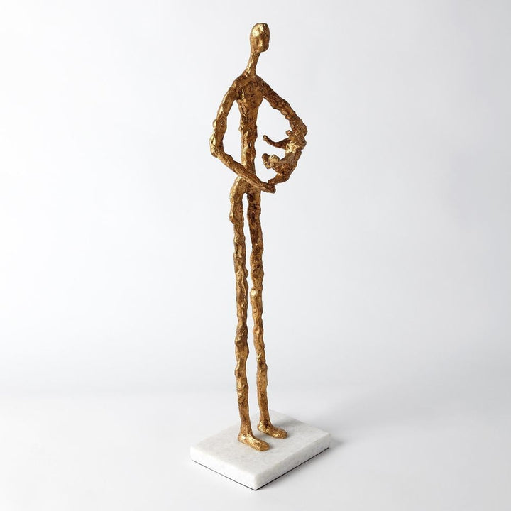 Decorative Objects Standing Mother Cradling Child Sculpture-Gold Leaf