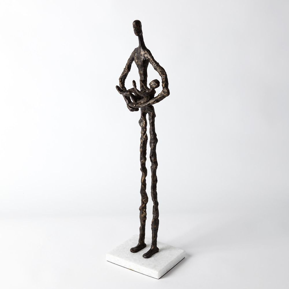 Decorative Objects Standing Mother Cradling Child Sculpture-Bronze