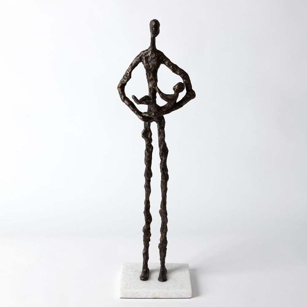 Decorative Objects Standing Mother Cradling Child Sculpture-Bronze