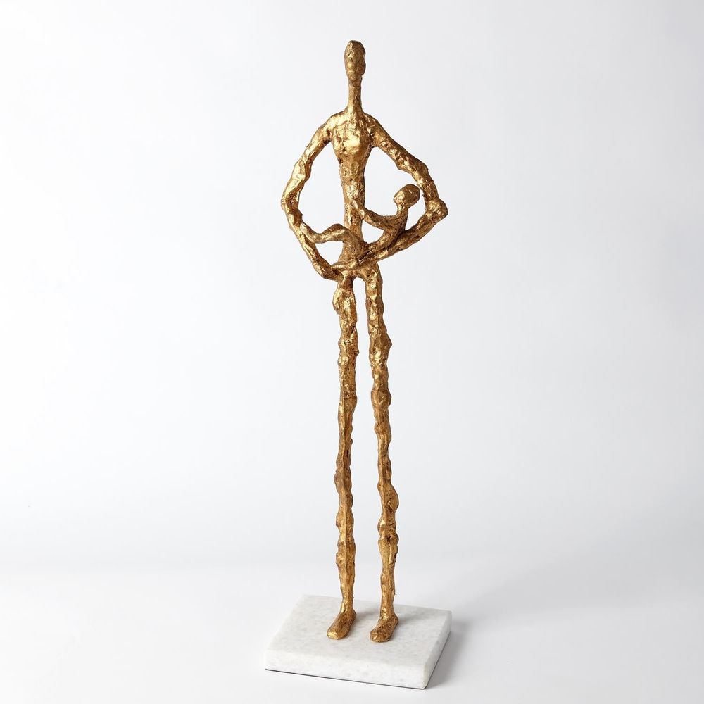 Decorative Objects Standing Mother Cradling Child Sculpture-Gold Leaf