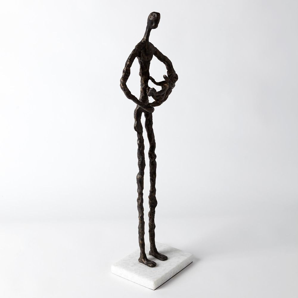 Decorative Objects Standing Mother Cradling Child Sculpture-Bronze