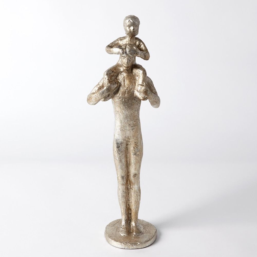 Decorative Objects Dad and Son Sculpture-Silver Leaf