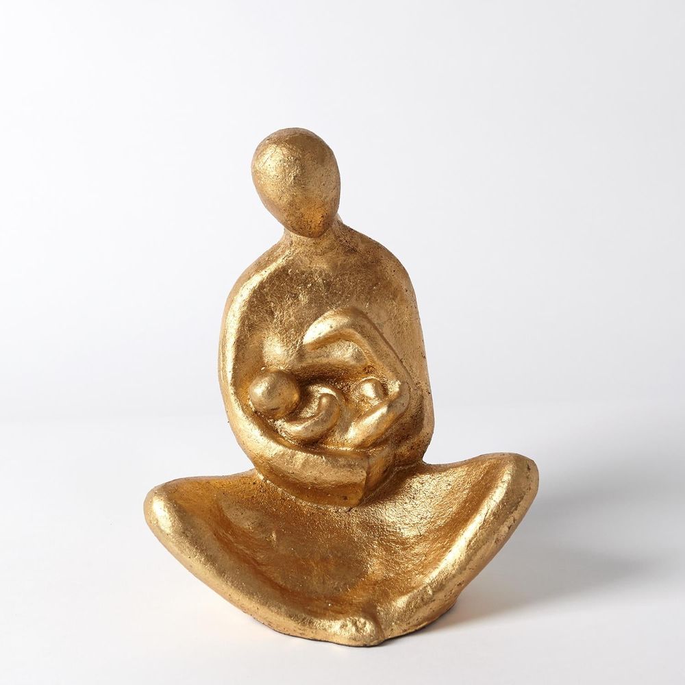 Decorative Objects Seated Mother with Infant Sculpture-Gold Leaf