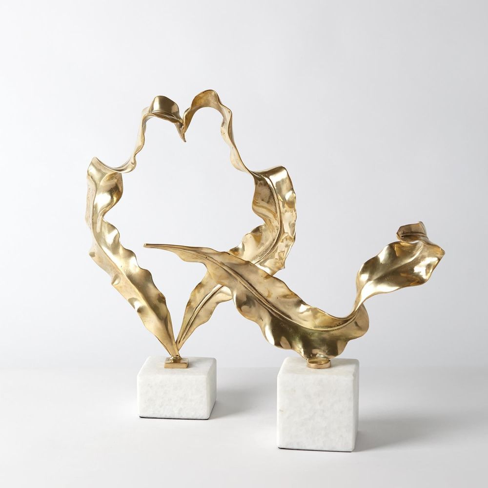 Decorative Objects Leaf Sculpture-Brass-Lg