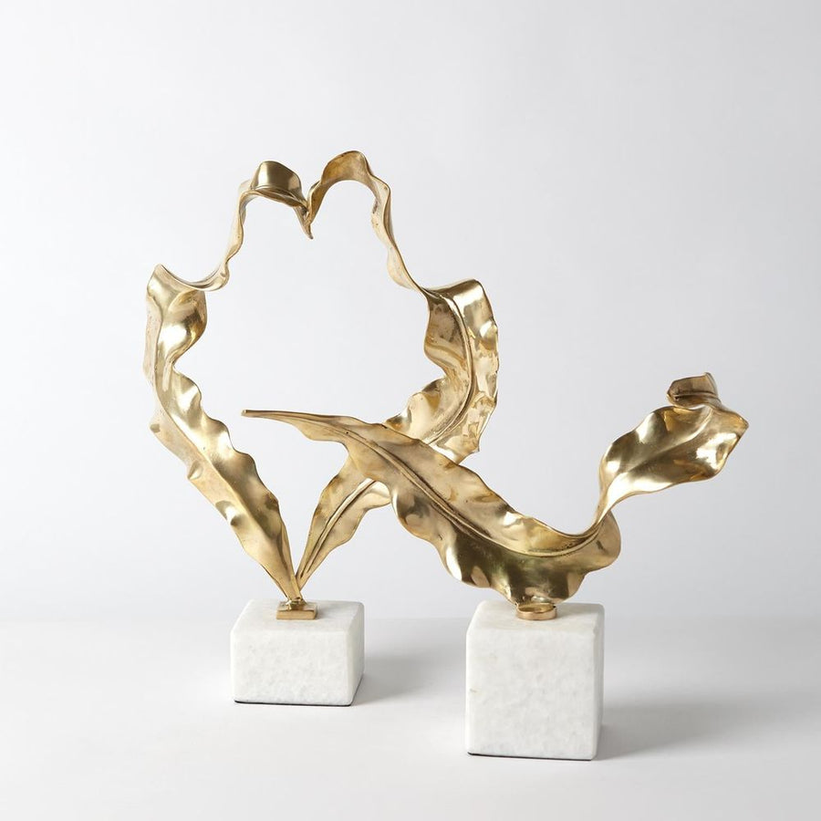 Decorative Objects Leaf Sculpture-Brass-Lg