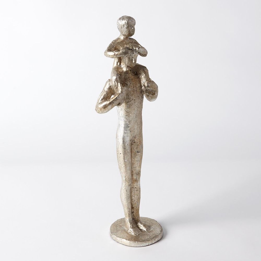 Decorative Objects Dad and Son Sculpture-Silver Leaf