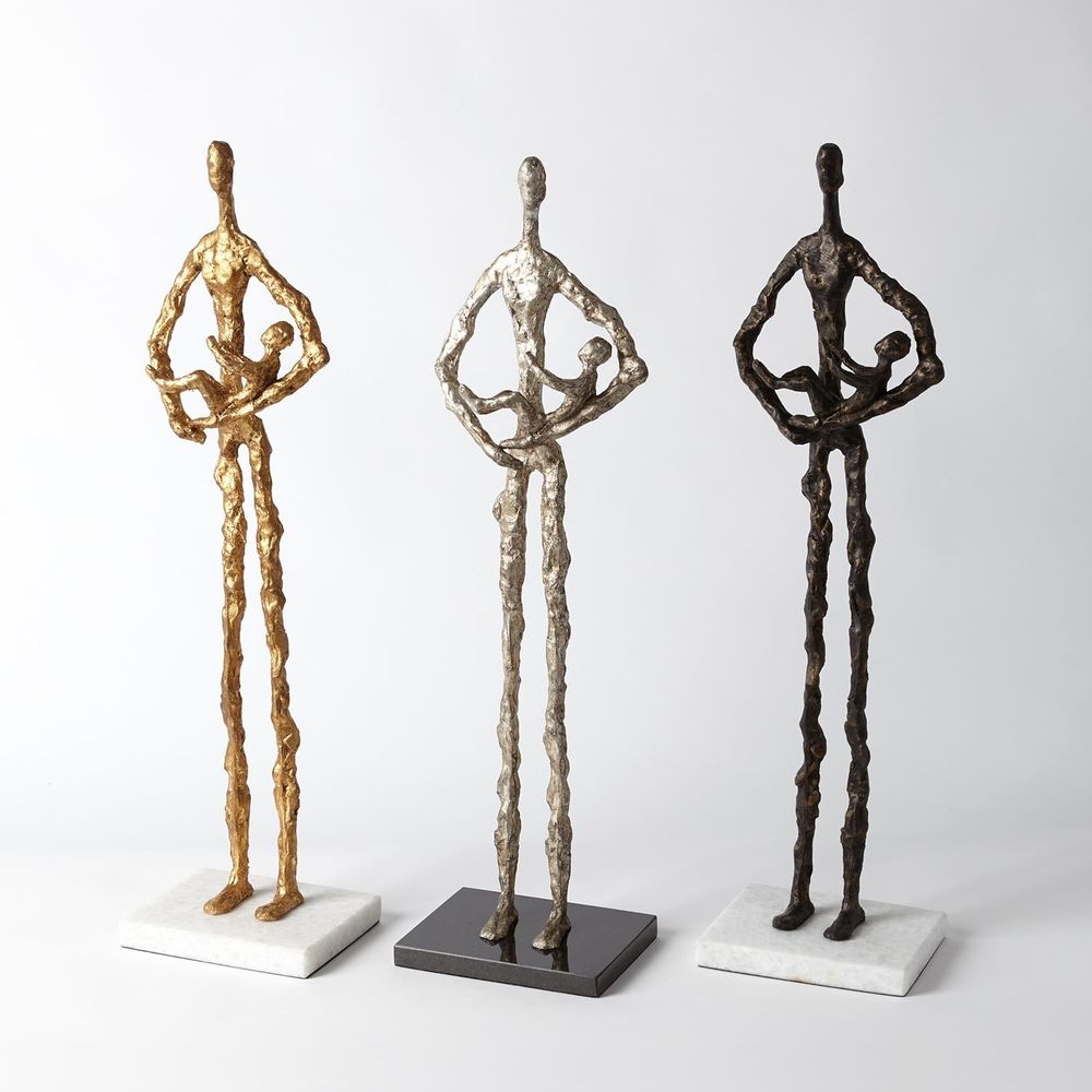 Decorative Objects Standing Mother Cradling Child Sculpture-Gold Leaf