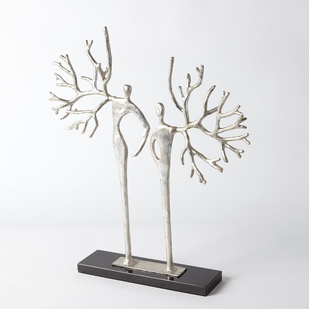 Decorative Objects Branch Man and Woman-Silver Leaf