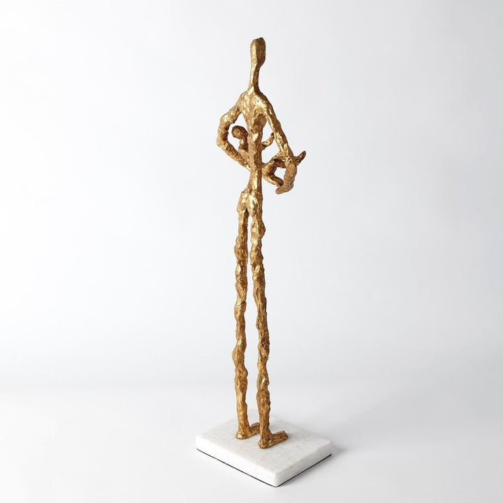 Standing Mother Cradling Child Sculpture-Gold Leaf