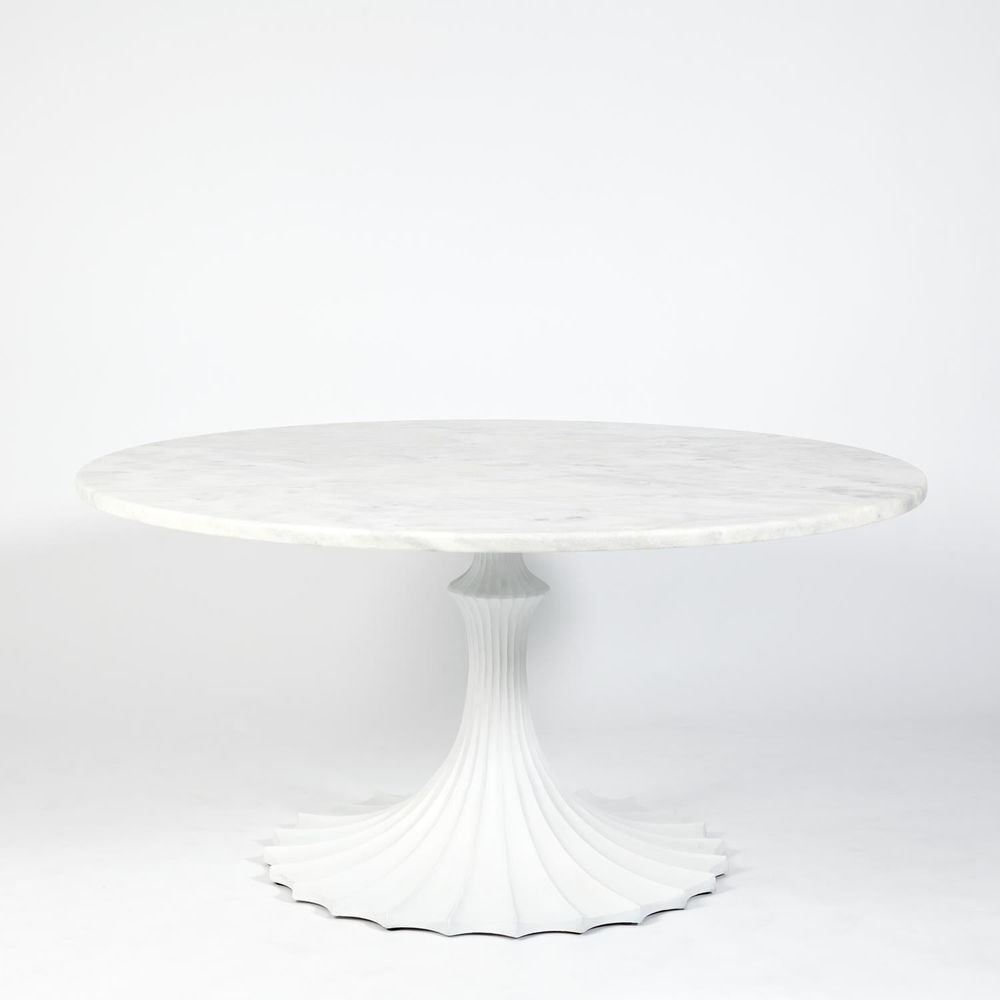 Dining Tables Flute Table 60 White Marble Top w/34 White Base