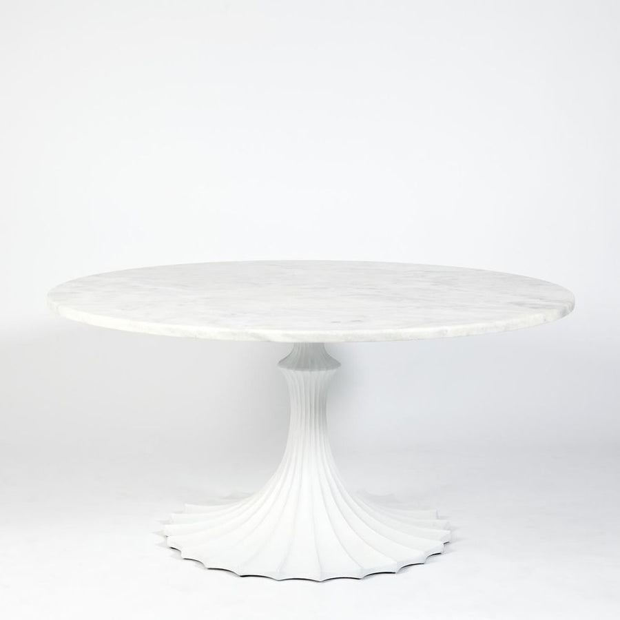Dining Tables Flute Table 60 White Marble Top w/34 White Base