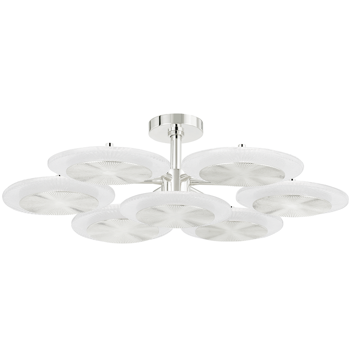 7 Light Semi Flush - Polished Nickel