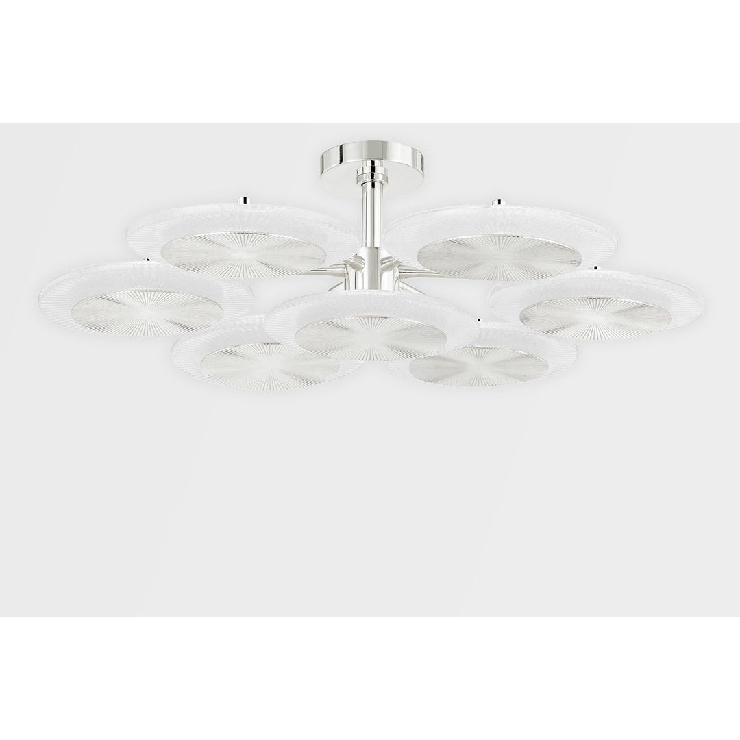 7 Light Semi Flush - Polished Nickel