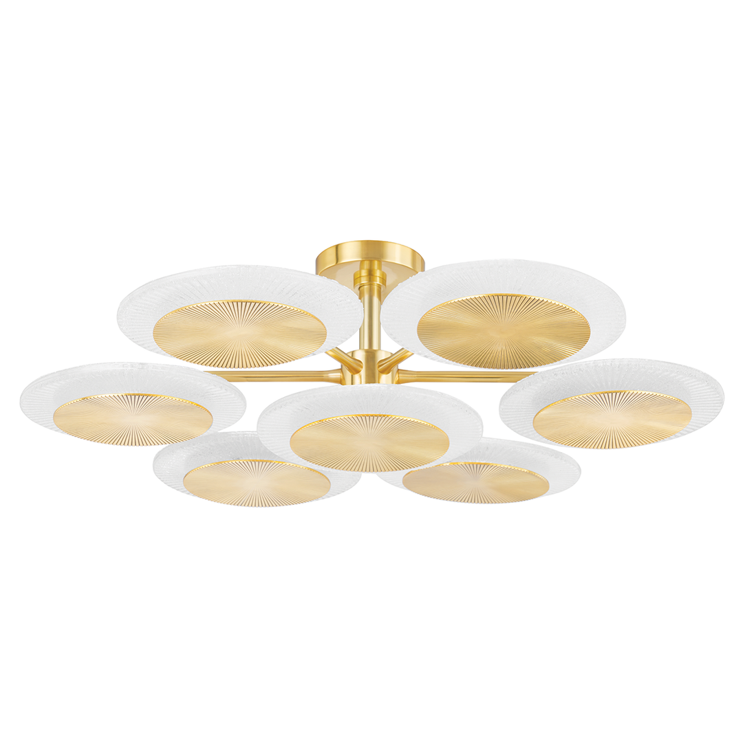 Topaz Semi Flush - Vintage Polished Brass 7 Lights