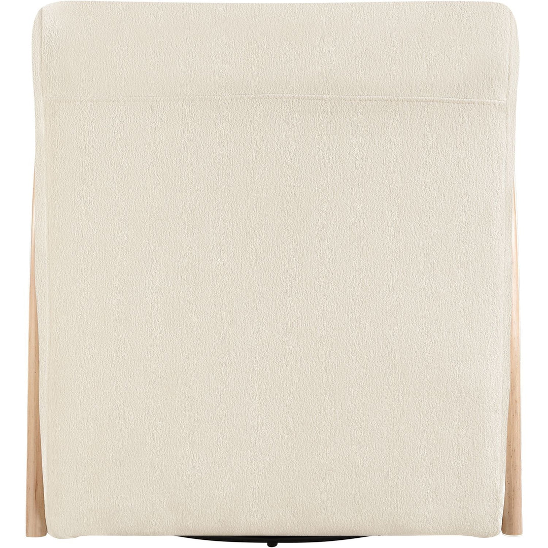 Neria Chenille Fabric Upholstered Swivel Accent Chair — Cream / Painted Natural