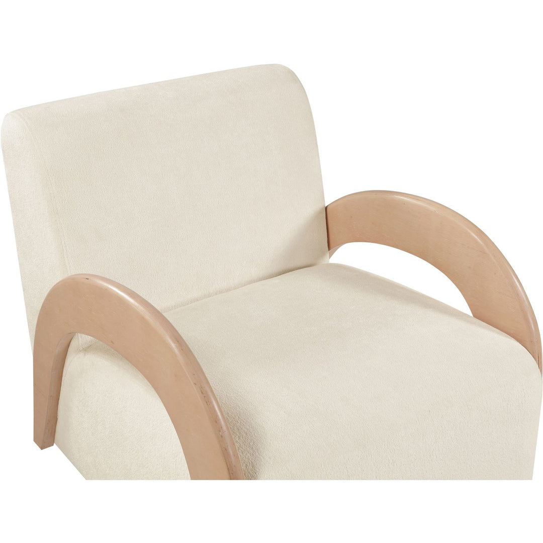 Neria Chenille Fabric Upholstered Swivel Accent Chair — Cream / Painted Natural