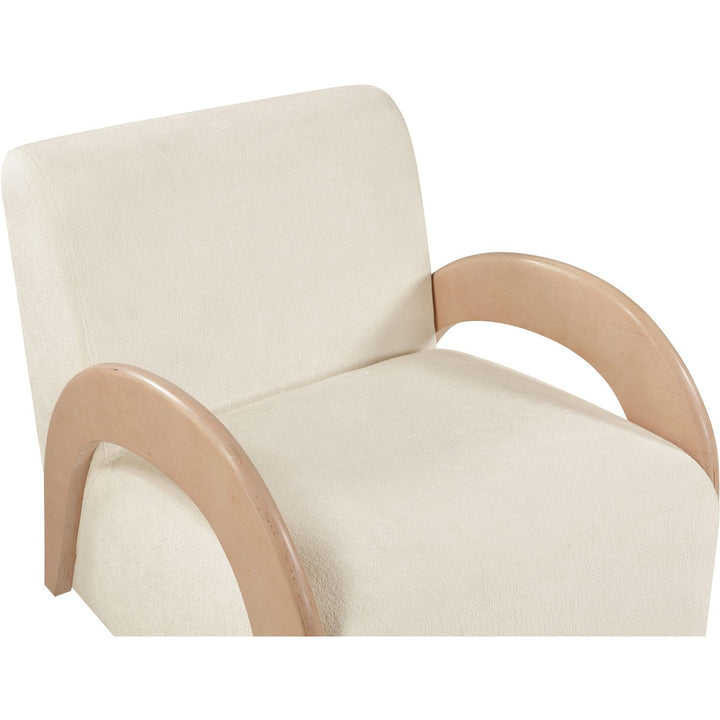 Neria Chenille Fabric Upholstered Swivel Accent Chair — Cream / Painted Natural