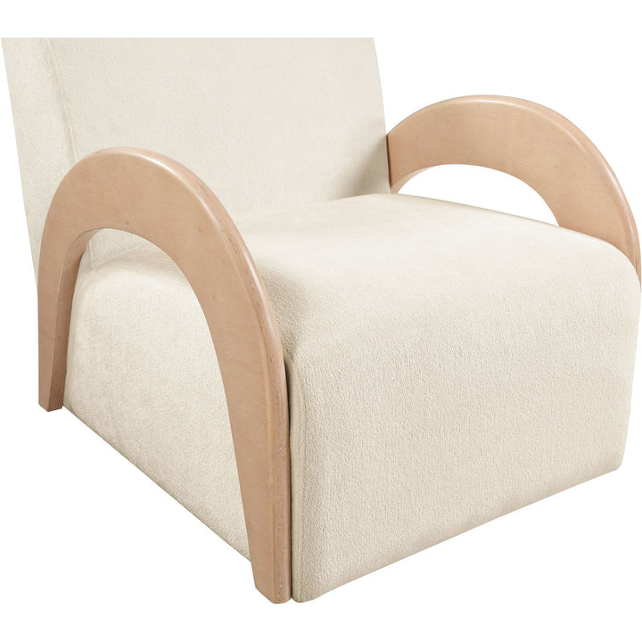Neria Chenille Fabric Upholstered Swivel Accent Chair — Cream / Painted Natural