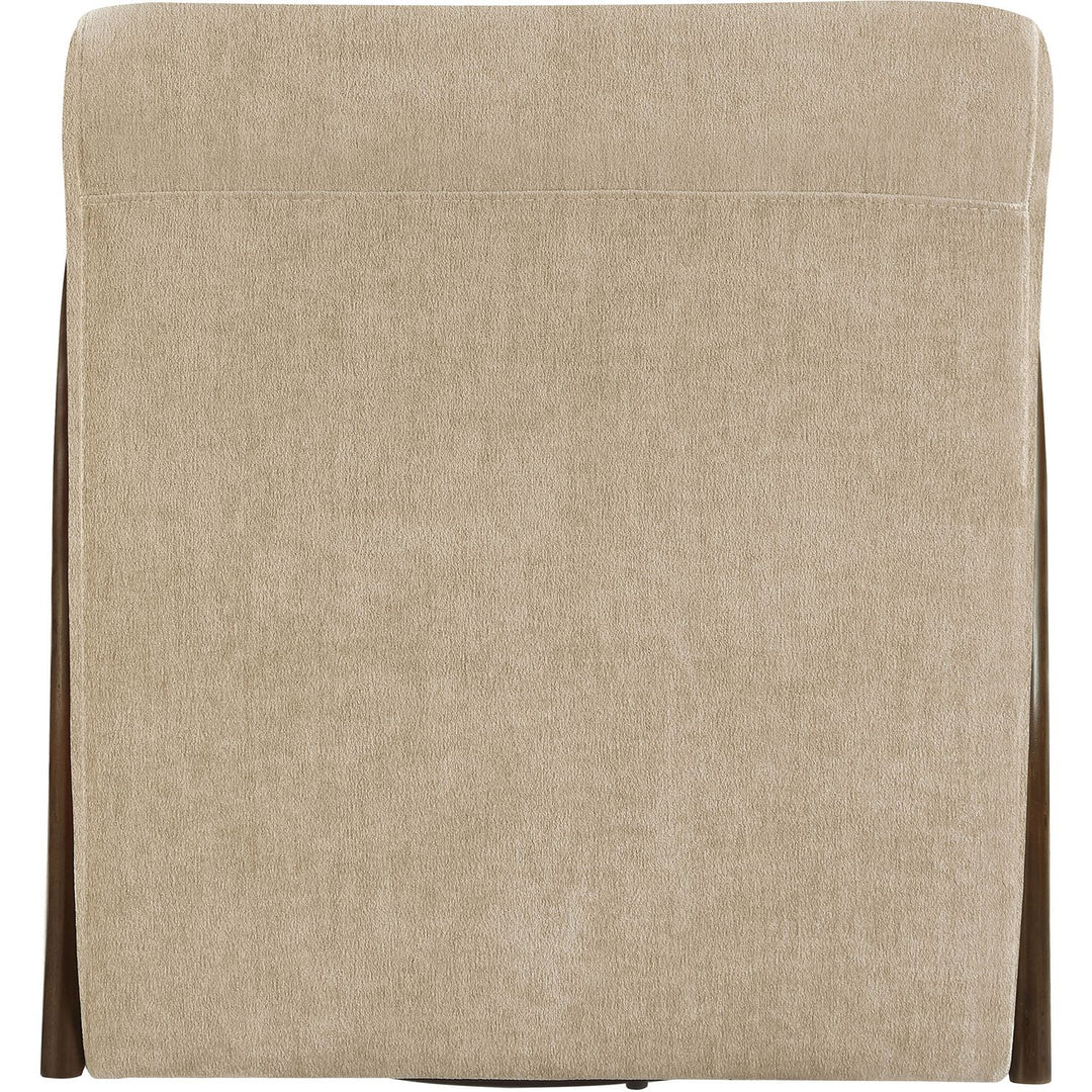 Neria Chenille Fabric Upholstered Swivel Accent Chair — Beige / Painted Brown