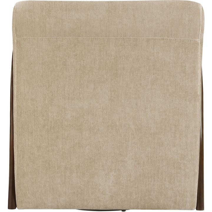 Neria Chenille Fabric Upholstered Swivel Accent Chair — Beige / Painted Brown