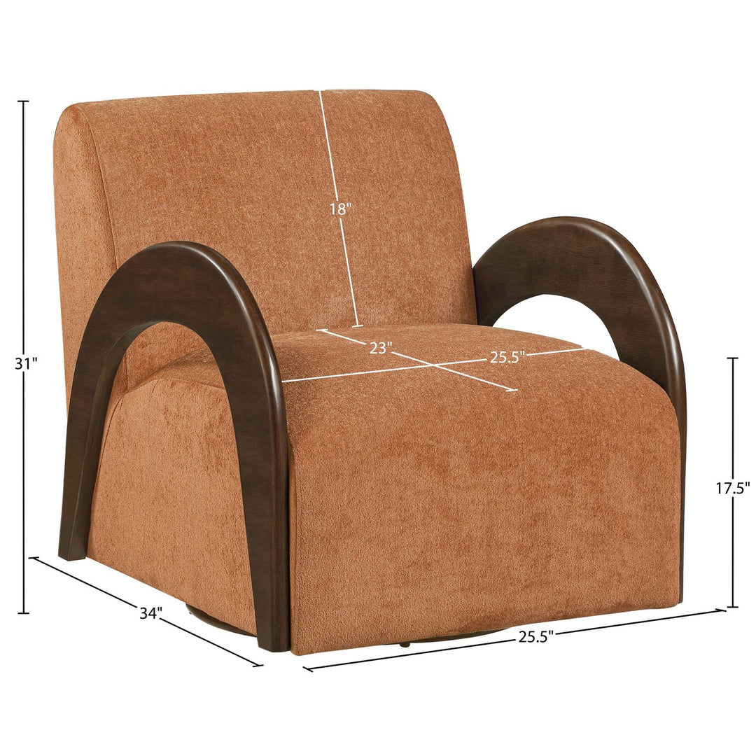 Neria Chenille Fabric Upholstered Swivel Accent Chair — Cognac / Painted Brown