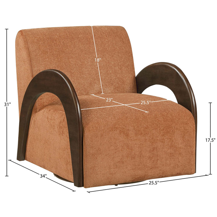 Neria Chenille Fabric Upholstered Swivel Accent Chair — Cognac / Painted Brown