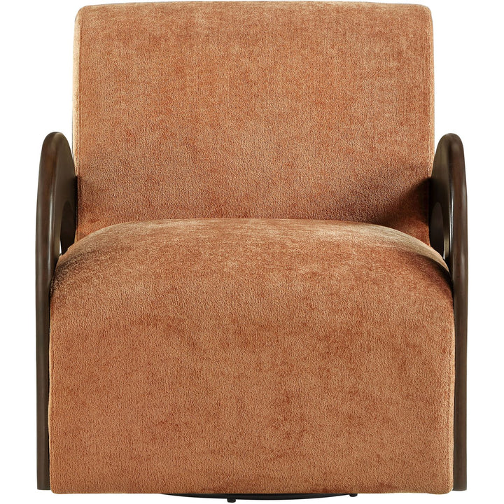 Neria Chenille Fabric Upholstered Swivel Accent Chair — Cognac / Painted Brown