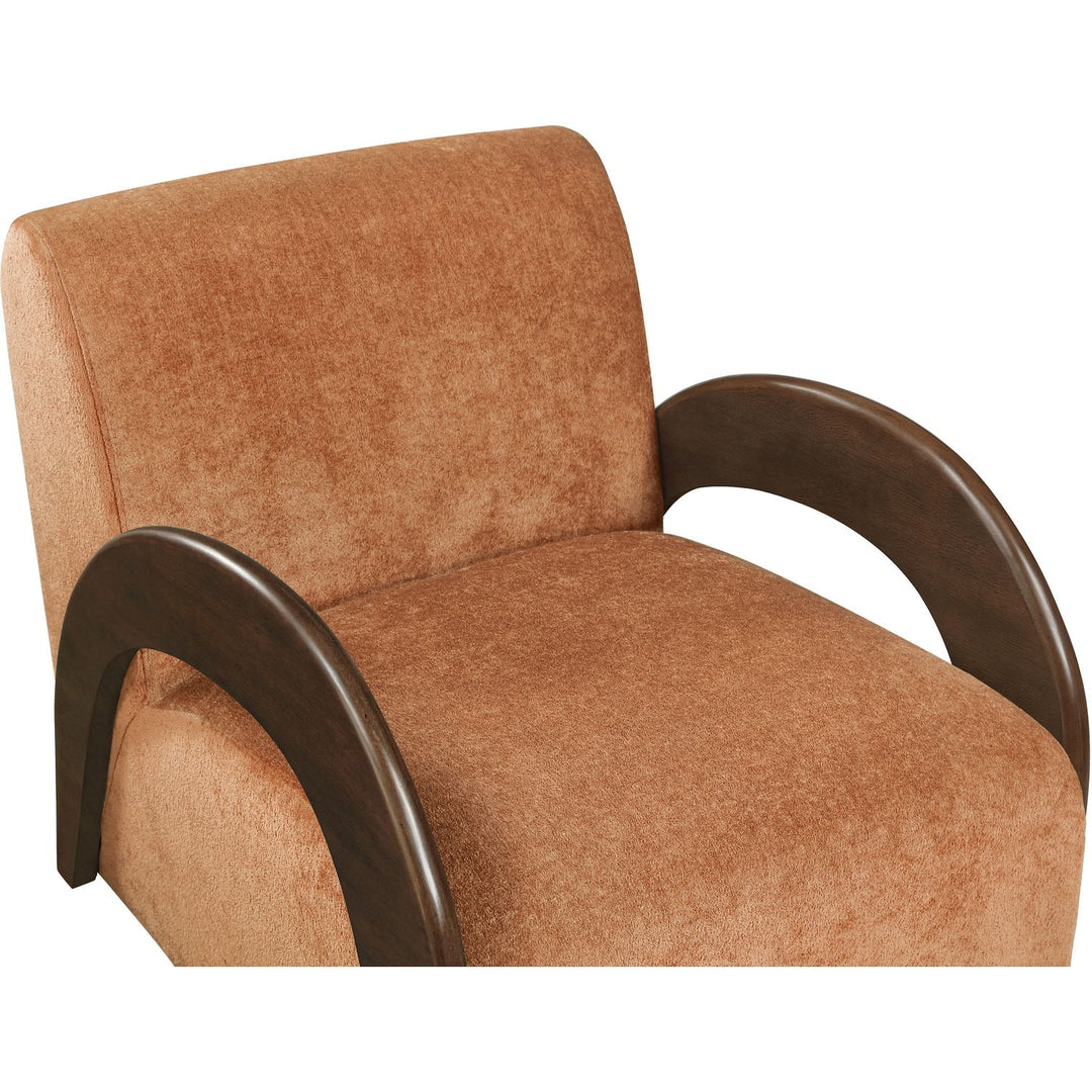 Neria Chenille Fabric Upholstered Swivel Accent Chair — Cognac / Painted Brown