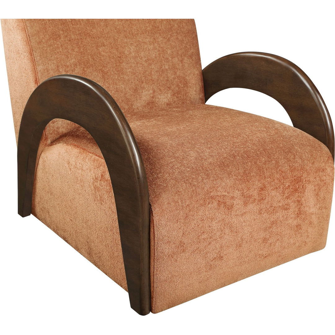 Neria Chenille Fabric Upholstered Swivel Accent Chair — Cognac / Painted Brown