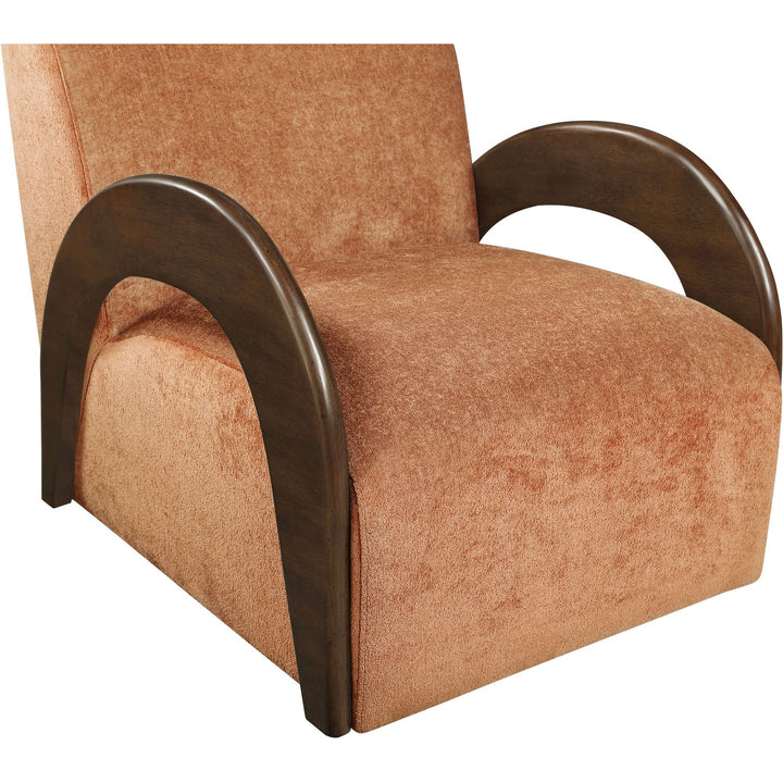 Neria Chenille Fabric Upholstered Swivel Accent Chair — Cognac / Painted Brown