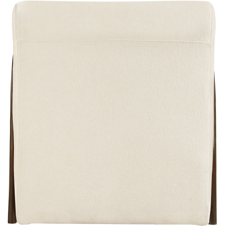 Neria Chenille Fabric Upholstered Swivel Accent Chair — Cream / Painted Brown