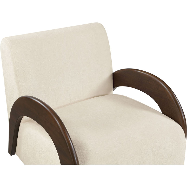 Neria Chenille Fabric Upholstered Swivel Accent Chair — Cream / Painted Brown