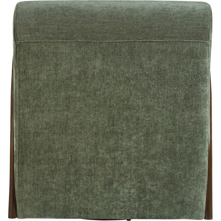 Neria Chenille Fabric Upholstered Swivel Accent Chair — Green / Painted Brown