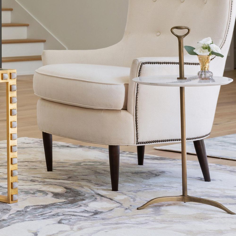 Side Tables Chloe Table - Light Antique Brass/White Marble